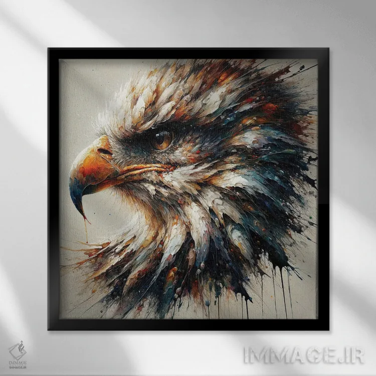 تابلو عقاب قدرتمند اثر استودیو کروماتیک فیوژن - نمای قابدار مشکی