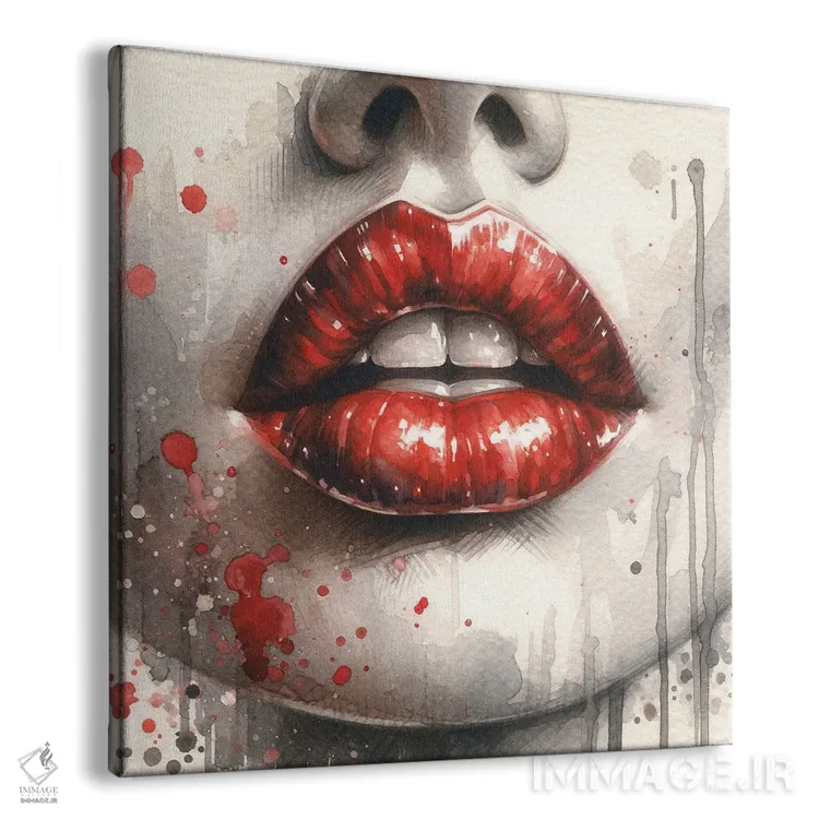تابلو لبهای زنانه آبرنگی دوم اثر استودیو کروماتیک فیوژن - نمای پرسپکتیو محصول