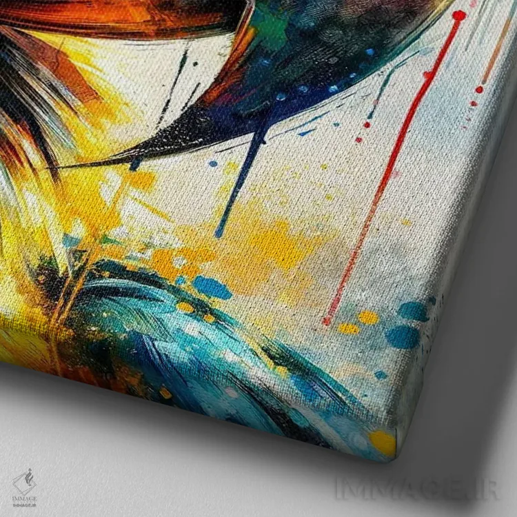 تابلو طوطی ماکائو آبرنگی یکم اثر استودیو کروماتیک فیوژن - نمای نزدیک بافت بوم