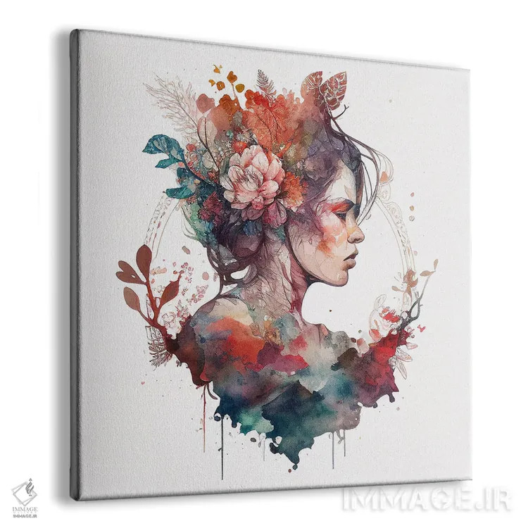 تابلو زن با گلهای آبرنگی نهم اثر استودیو کروماتیک فیوژن - نمای پرسپکتیو محصول