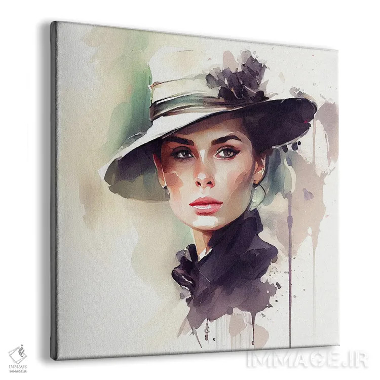 تابلو زن شیکپوش آبرنگی I اثر استودیو کروماتیک فیوژن - نمای پرسپکتیو محصول