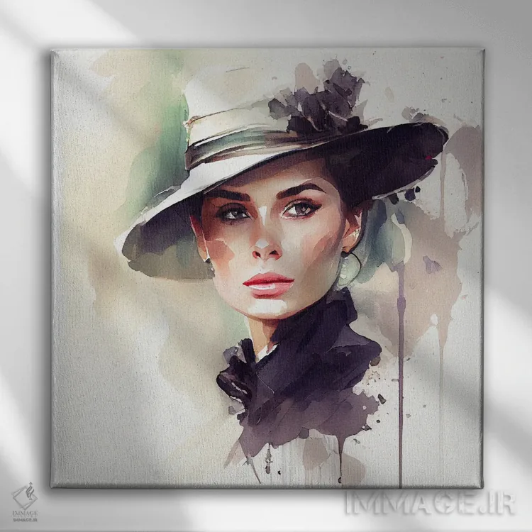 تابلو زن شیکپوش آبرنگی I اثر استودیو کروماتیک فیوژن - نمای روبهرو روی دیوار