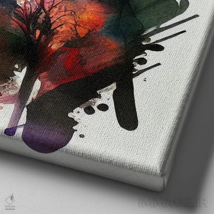 تابلو زن نوازنده آبرنگی I اثر استودیو کروماتیک فیوژن - نمای نزدیک بافت بوم