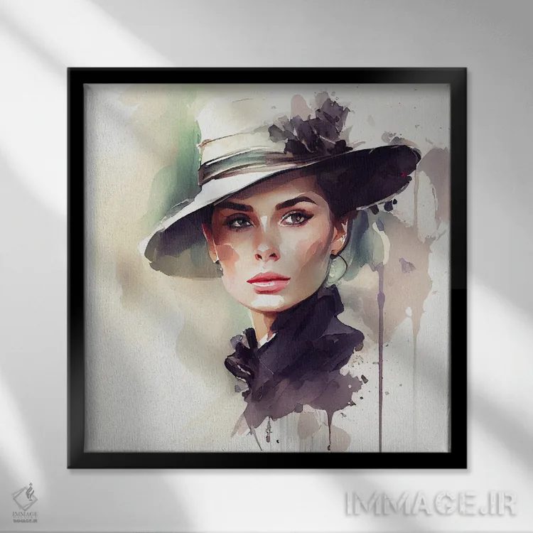 تابلو زن شیکپوش آبرنگی I اثر استودیو کروماتیک فیوژن - نمای قابدار مشکی