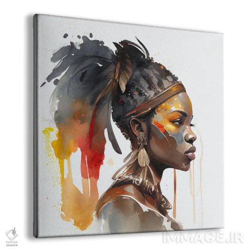 تابلو زن جنگجوی آفریقایی آبرنگی VII اثر استودیو کروماتیک فیوژن - نمای پرسپکتیو محصول