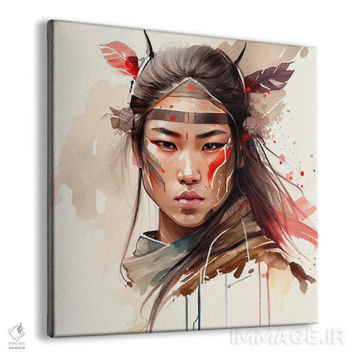 تابلو زن جنگجوی آسیایی آبرنگی II اثر استودیو کروماتیک فیوژن - نمای پرسپکتیو محصول