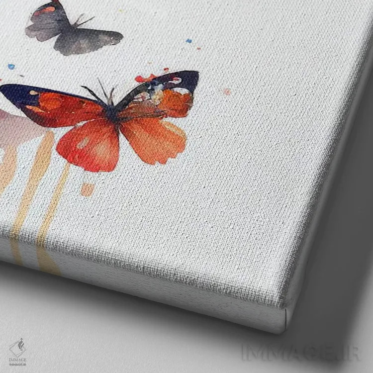 تابلو زن آفریقایی با پروانه آبرنگی IV اثر استودیو کروماتیک فیوژن - نمای نزدیک بافت بوم