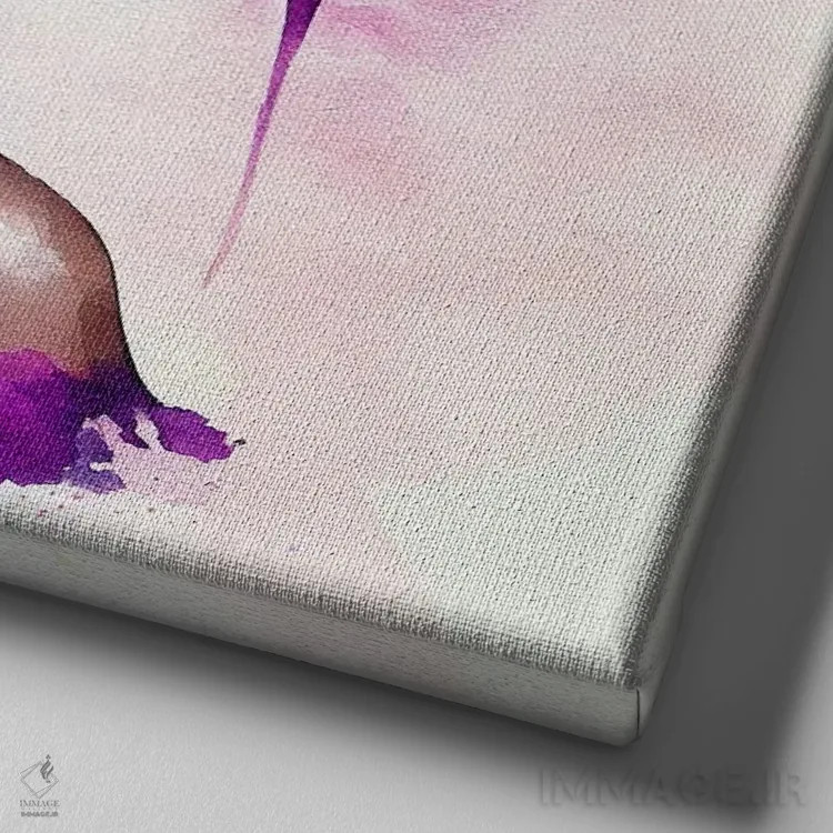 تابلو زن کارناوال آبرنگی IV اثر استودیو کروماتیک فیوژن - نمای نزدیک بافت بوم