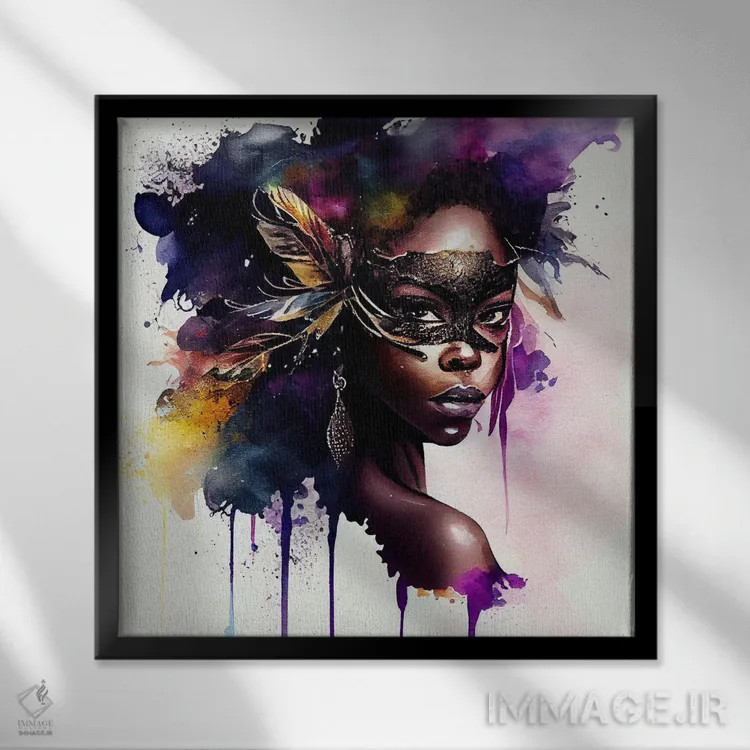 تابلو زن کارناوال آبرنگی IV اثر استودیو کروماتیک فیوژن - نمای قابدار مشکی