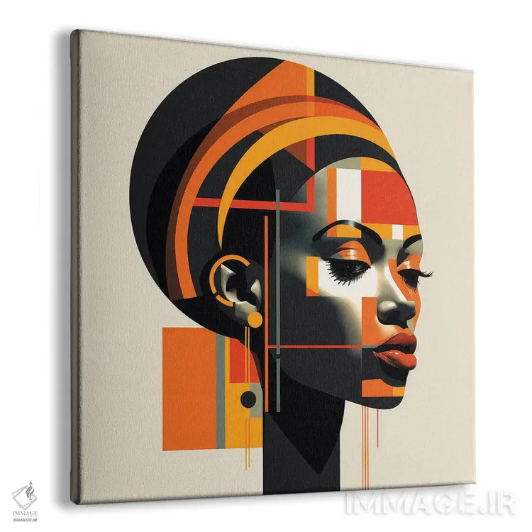 تابلو زن اتیوپیایی باوهاوس انتزاعی II اثر استودیو کروماتیک فیوژن - نمای پرسپکتیو محصول