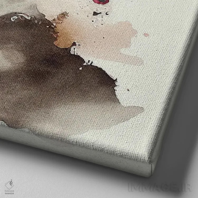 تابلو زن آسیایی گلدار آبرنگی II اثر استودیو کروماتیک فیوژن - نمای نزدیک بافت بوم