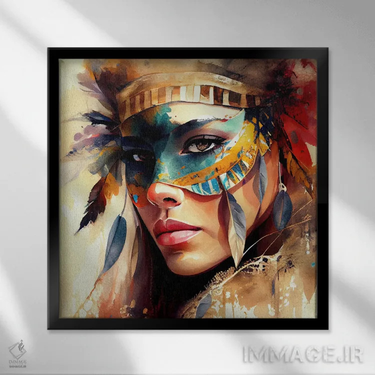 تابلو زن کارناوال آبرنگی X اثر استودیو کروماتیک فیوژن - نمای قابدار مشکی