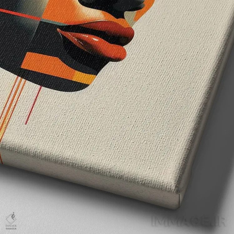 تابلو زن اتیوپیایی باوهاوس انتزاعی II اثر استودیو کروماتیک فیوژن - نمای نزدیک بافت بوم