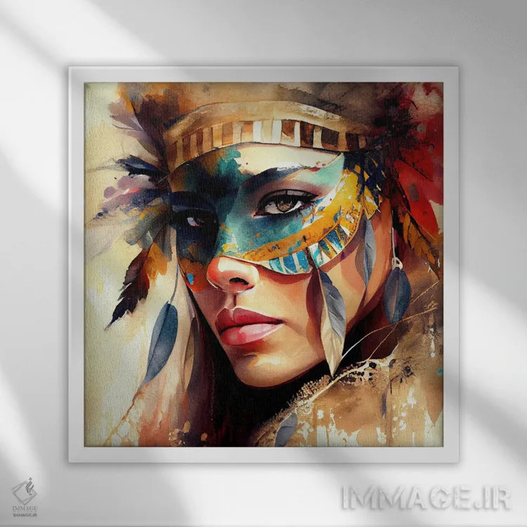 تابلو زن کارناوال آبرنگی X اثر استودیو کروماتیک فیوژن - نمای قابدار سفید