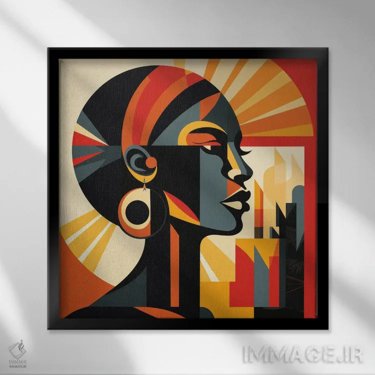 تابلو زن جامائیکایی باوهاوس I اثر استودیو کروماتیک فیوژن - نمای قابدار مشکی