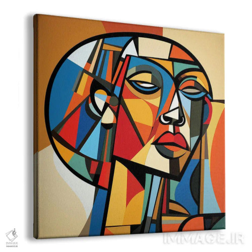 تابلو زن تانزانیایی کوبیسم I اثر استودیو کروماتیک فیوژن - نمای پرسپکتیو محصول