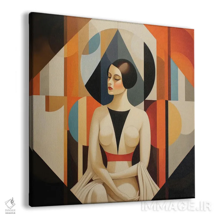 تابلو زن ایتالیایی هندسی III اثر استودیو کروماتیک فیوژن - نمای پرسپکتیو محصول