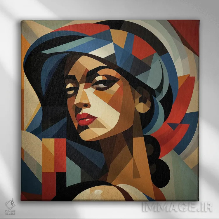 تابلو زن اکوادوری کوبیسم IV اثر استودیو کروماتیک فیوژن - نمای روبهرو روی دیوار