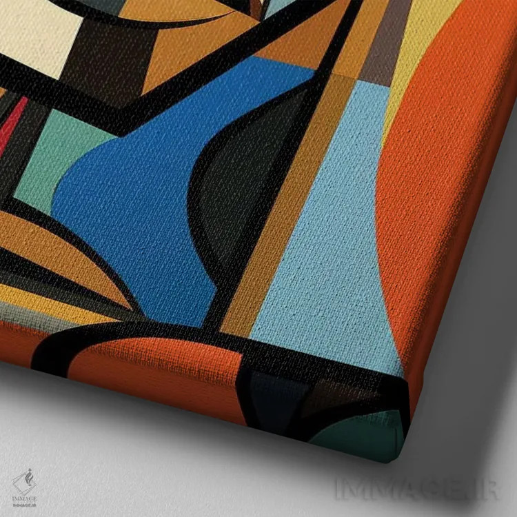 تابلو زن تانزانیایی کوبیسم I اثر استودیو کروماتیک فیوژن - نمای نزدیک بافت بوم