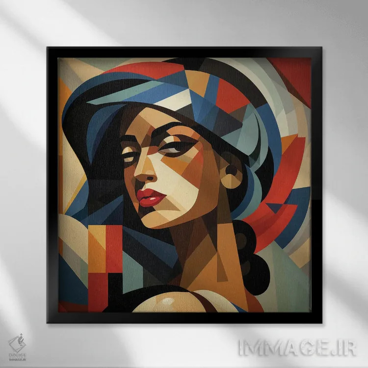 تابلو زن اکوادوری کوبیسم IV اثر استودیو کروماتیک فیوژن - نمای قابدار مشکی