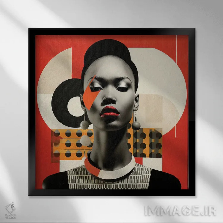 تابلو زن کنیایی باوهاوس II اثر استودیو کروماتیک فیوژن - نمای قابدار مشکی