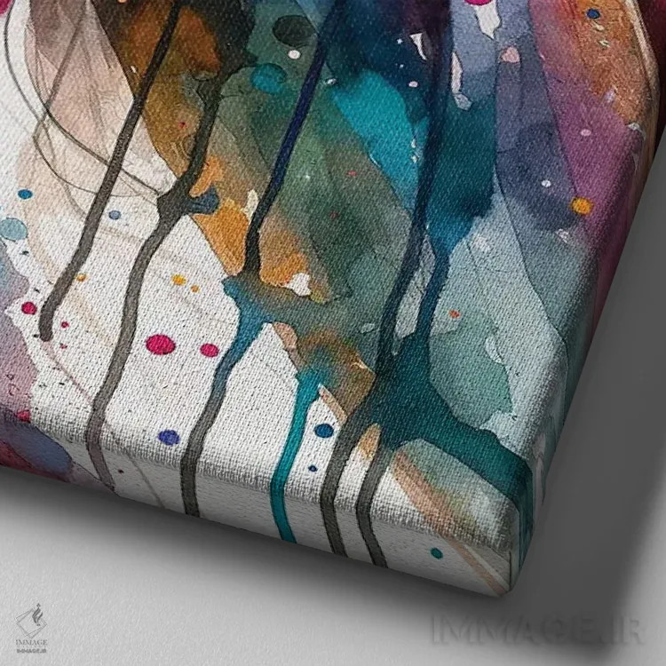 تابلو زن رقصنده هندی آبرنگی I اثر استودیو کروماتیک فیوژن - نمای نزدیک بافت بوم