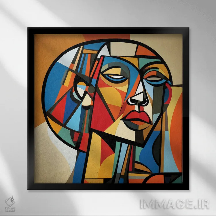 تابلو زن تانزانیایی کوبیسم I اثر استودیو کروماتیک فیوژن - نمای قابدار مشکی