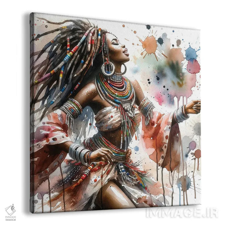تابلو رقصنده آفریقایی آبرنگی II اثر استودیو کروماتیک فیوژن - نمای پرسپکتیو محصول