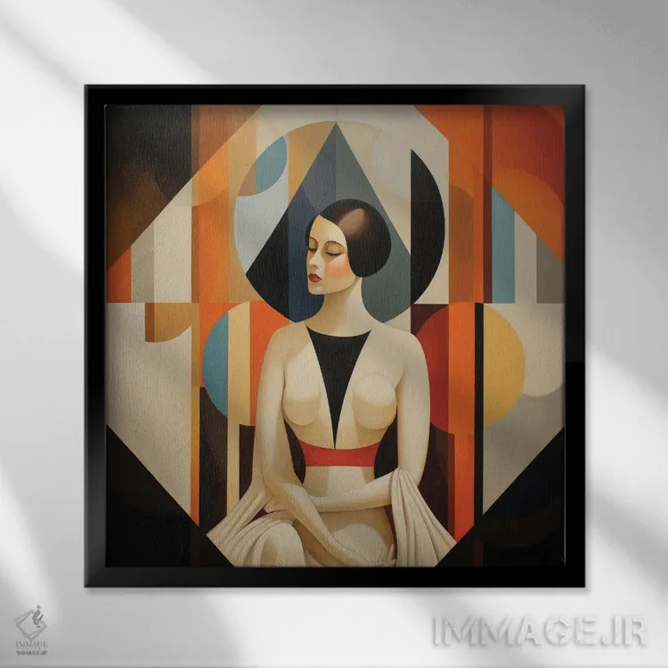 تابلو زن ایتالیایی هندسی III اثر استودیو کروماتیک فیوژن - نمای قابدار مشکی