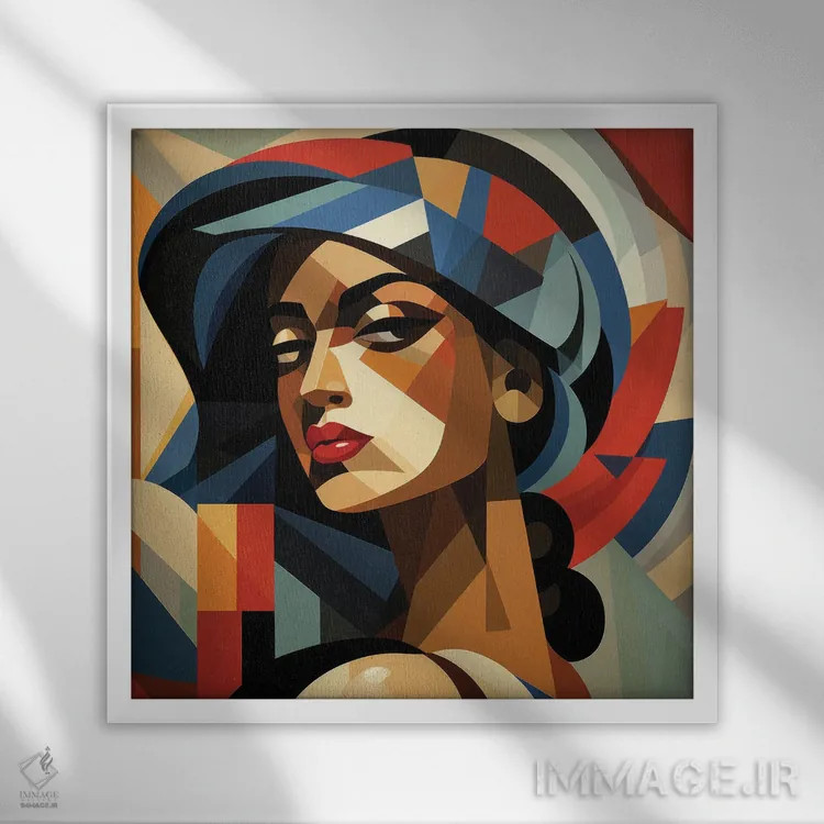 تابلو زن اکوادوری کوبیسم IV اثر استودیو کروماتیک فیوژن - نمای قابدار سفید