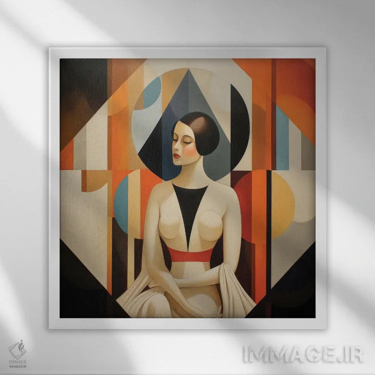تابلو زن ایتالیایی هندسی III اثر استودیو کروماتیک فیوژن - نمای قابدار سفید