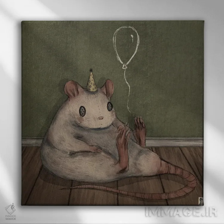 تابلو موش تولدی اثر کرامبز اند گابز (نام هنرمند یا استودیو) - نمای روبهرو روی دیوار