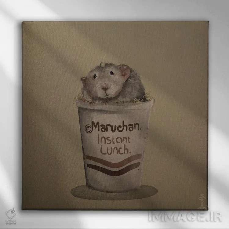 تابلو موش رامِن اثر کرامبز اند گابز (نام هنرمند یا استودیو) - نمای روبهرو روی دیوار