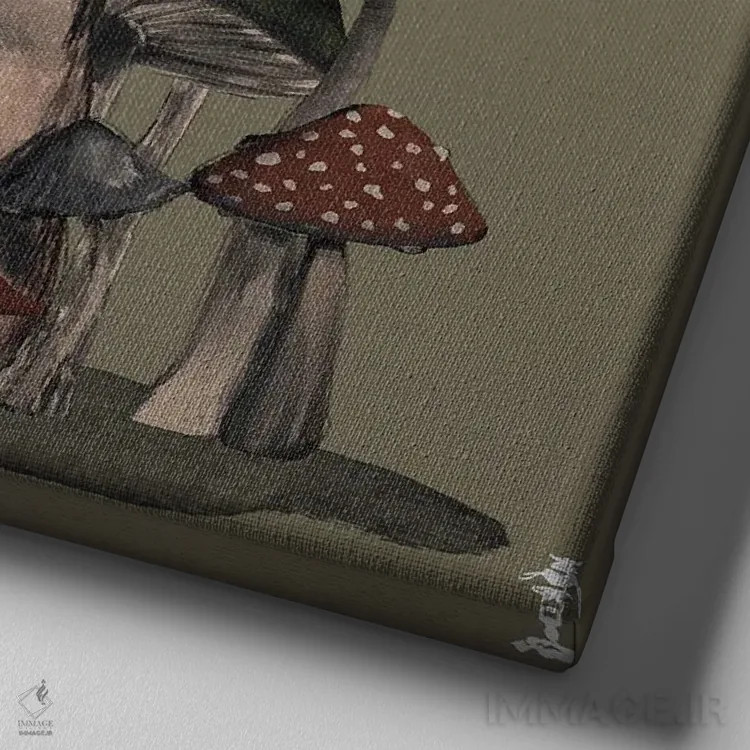 تابلو موش در جنگل قارچها اثر کرامبز اند گابز (نام هنرمند یا استودیو) - نمای نزدیک بافت بوم