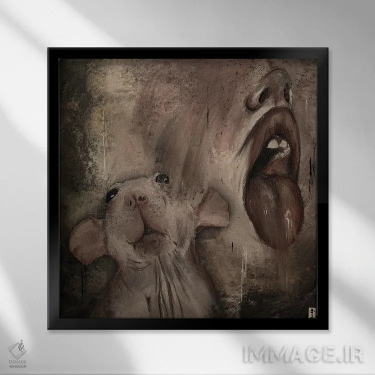 تابلو دهان موش اثر کرامبز اند گابز (نام هنرمند یا استودیو) - نمای قابدار مشکی