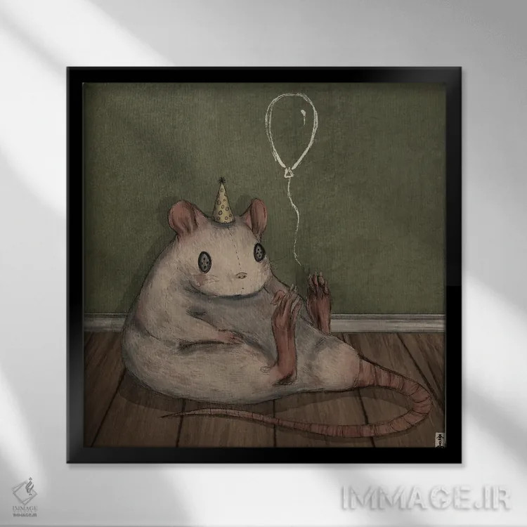 تابلو موش تولدی اثر کرامبز اند گابز (نام هنرمند یا استودیو) - نمای قابدار مشکی