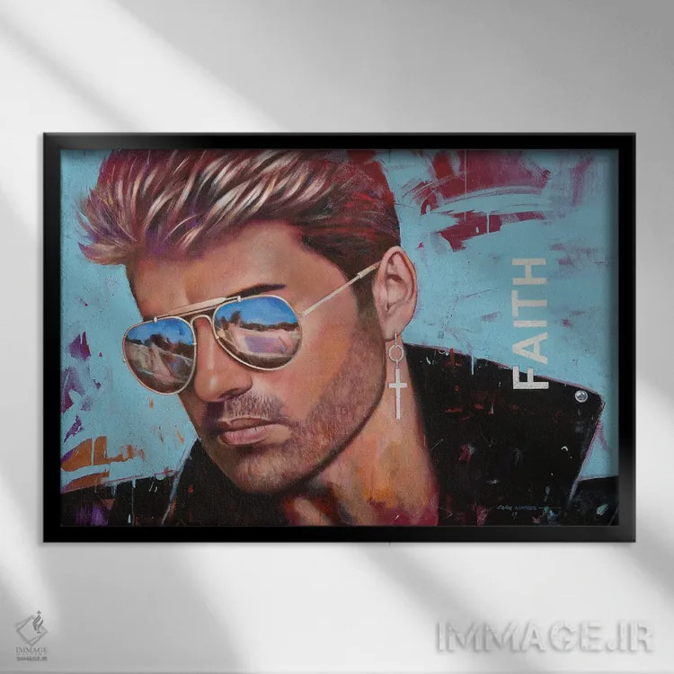 تابلو جورج مایکل (خواننده) اثر کریگ کمپبل - نمای قابدار مشکی