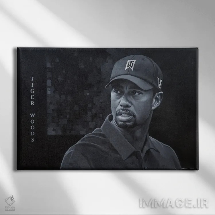 تابلو تایگر وودز (گلفباز) اثر کریگ کمپبل - نمای روبهرو روی دیوار