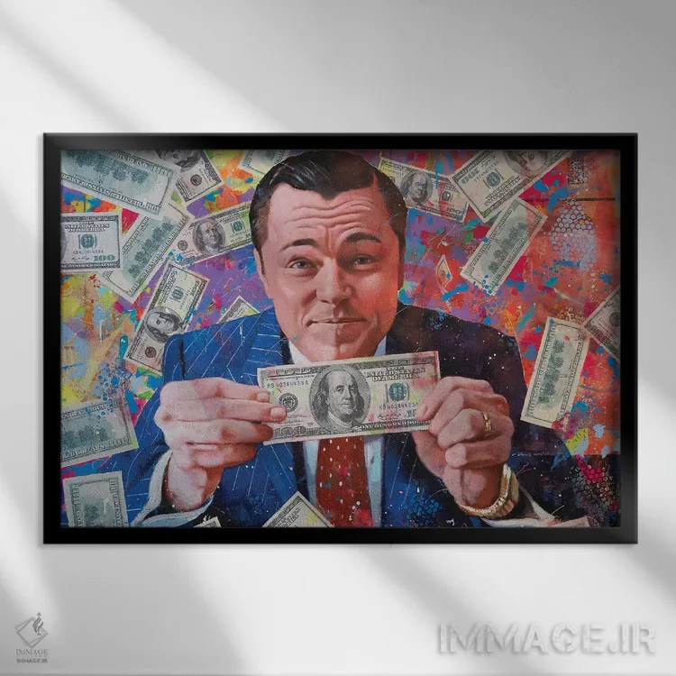 تابلو لئوناردو دیکاپریو (بازیگر) اثر کریگ کمپبل - نمای قابدار مشکی