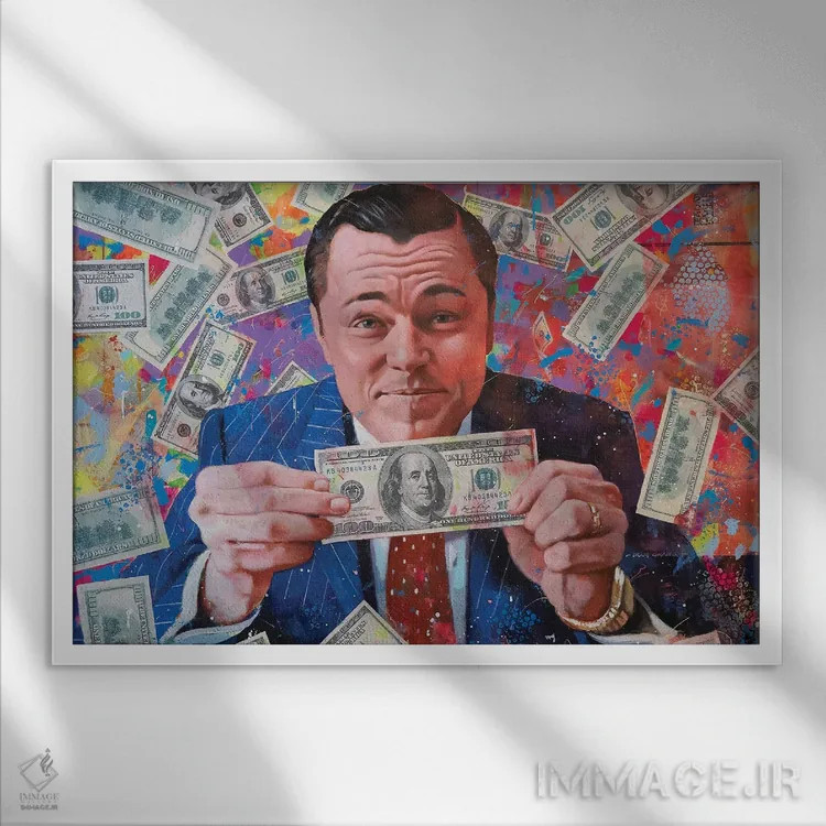 تابلو لئوناردو دیکاپریو (بازیگر) اثر کریگ کمپبل - نمای قابدار سفید