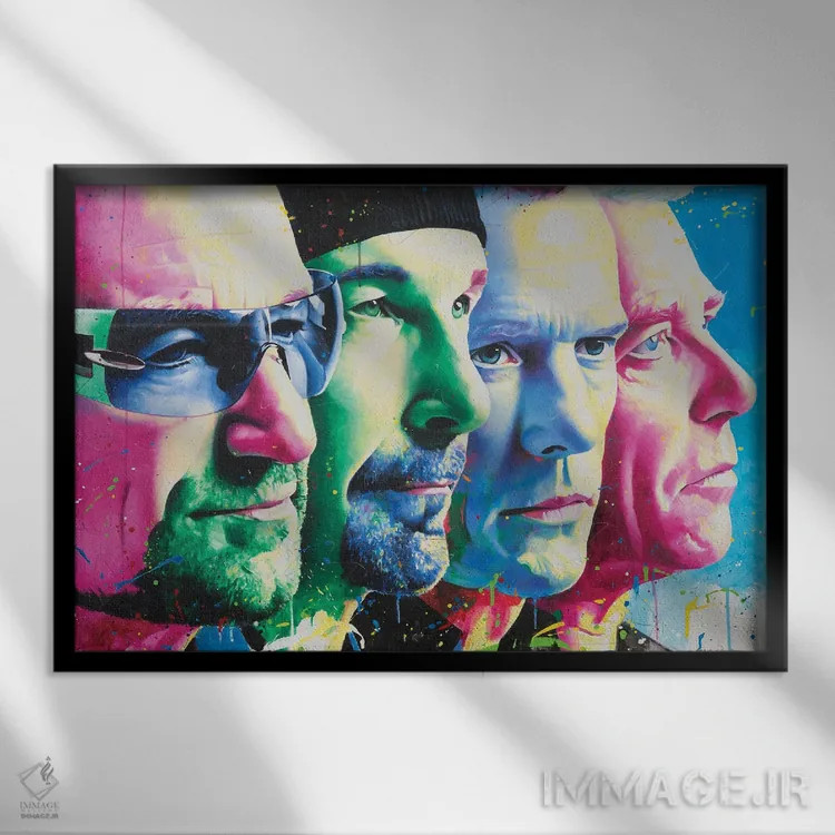 تابلو U2 (گروه موسیقی) اثر کریگ کمپبل - نمای قابدار مشکی