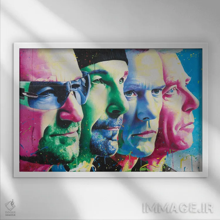 تابلو U2 (گروه موسیقی) اثر کریگ کمپبل - نمای قابدار سفید