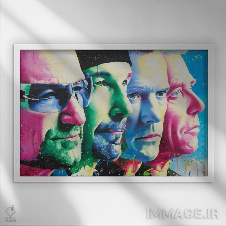 تابلو U2 (گروه موسیقی) اثر کریگ کمپبل - نمای قابدار سفید