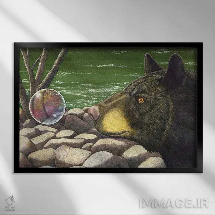 تابلو حباب خرسی اثر کترین جی مکالروی - نمای قابدار مشکی