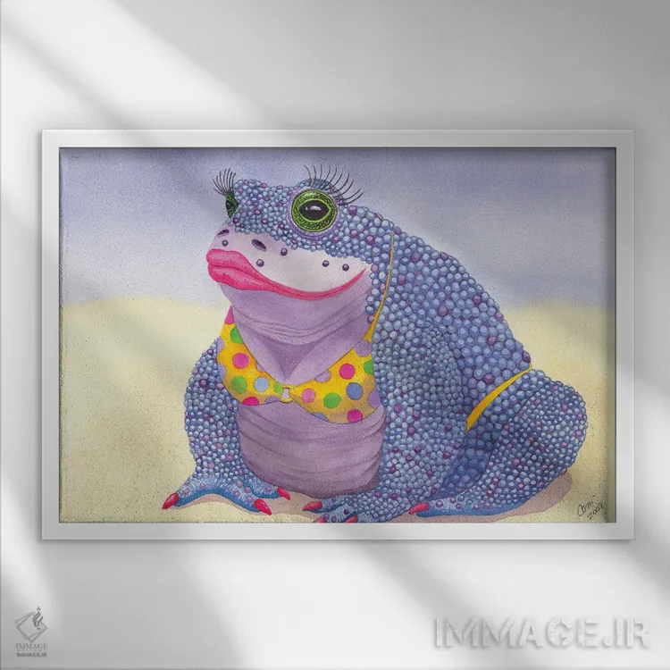 تابلو ضفدغگونه زیبا اثر کترین جی مکالروی - نمای قابدار سفید