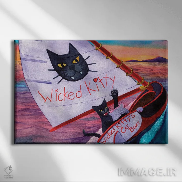 تابلو قایق گربه شرور اثر کترین جی مکالروی - نمای روبهرو روی دیوار
