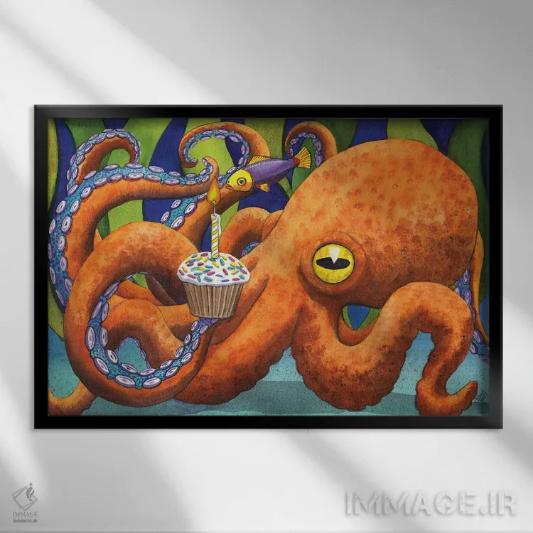 تابلو گربه کوچولوی تولد اثر کترین جی مکالروی - نمای قابدار مشکی