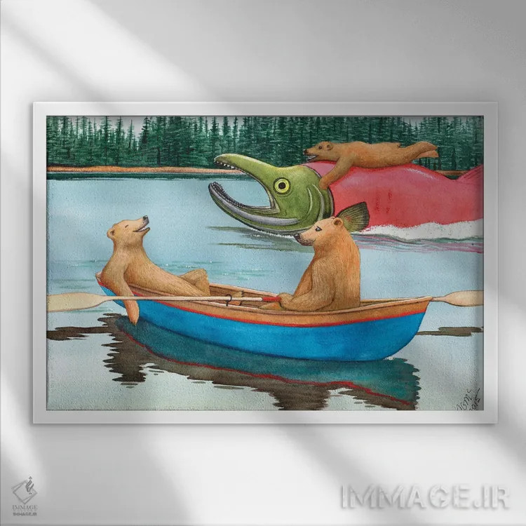 تابلو قایق آبی اثر کترین جی مکالروی - نمای قابدار سفید