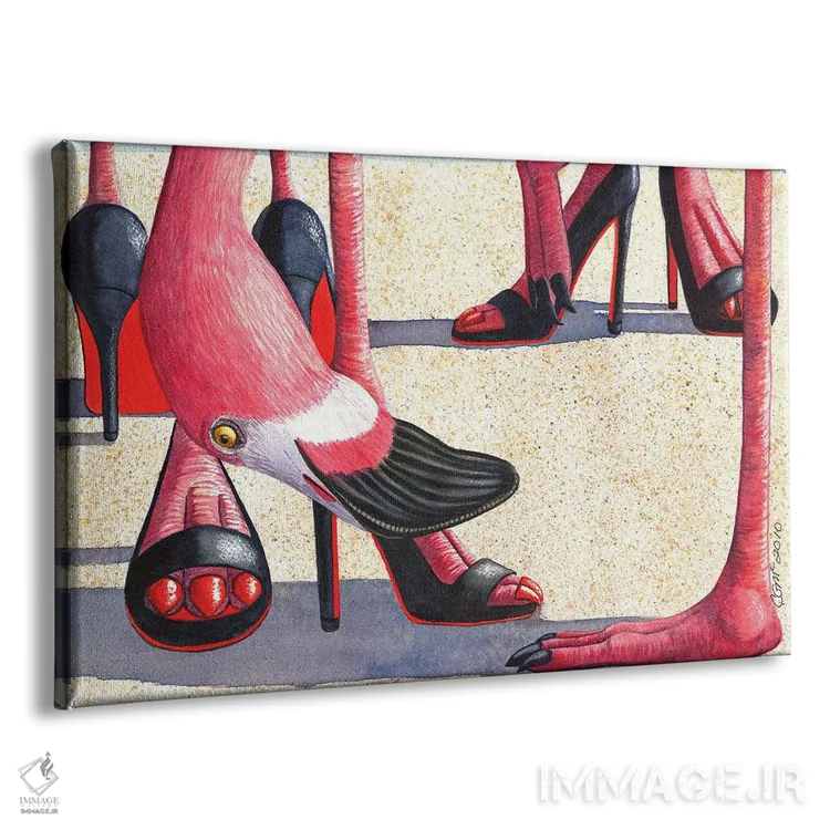 تابلو پاشنههای فلامینگو (کفش فانتزی) اثر کترین جی مکالروی - نمای پرسپکتیو محصول