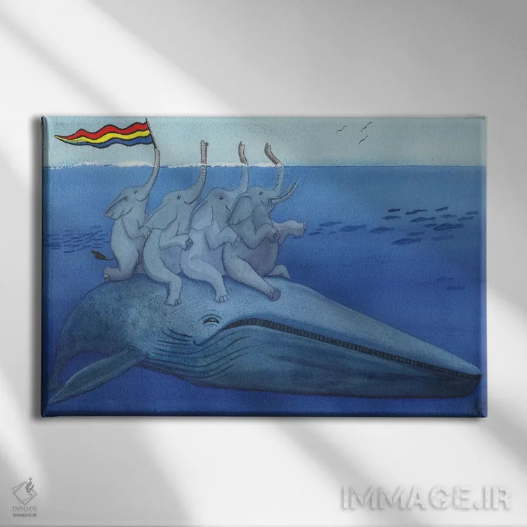 تابلو خیلی خوش میگذره (اصطلاح/با نهنگ) اثر کترین جی مکالروی - نمای روبهرو روی دیوار